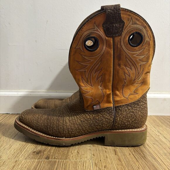 Double-H Luis Roper Boots Men’s Sz 12F Brown Bullhide Square Toe Cowboy Western main image 4